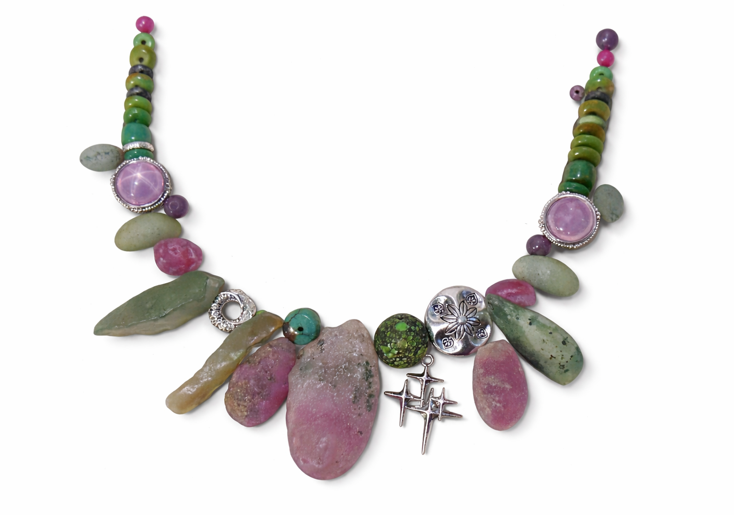 Alxa Candy-Heart Agate Raw Stone Necklace